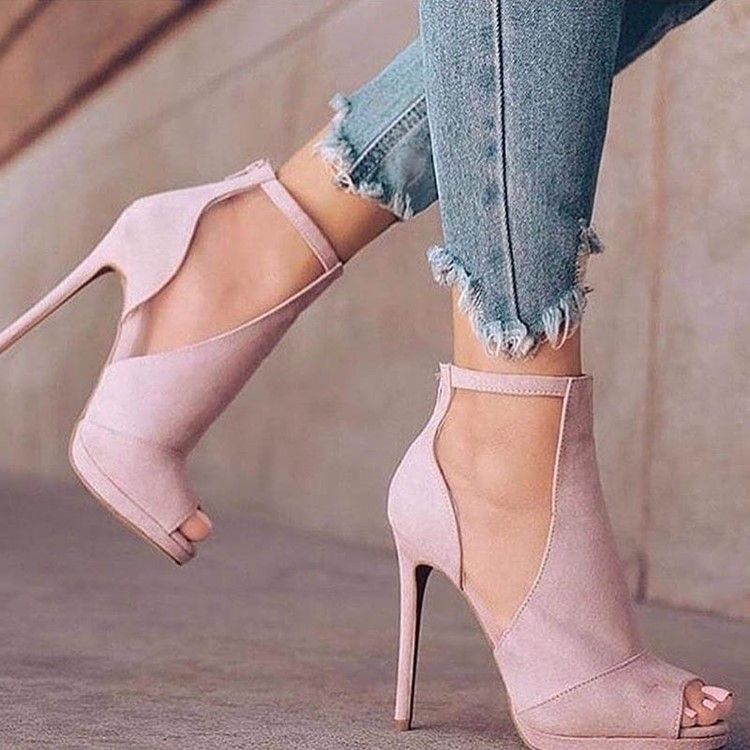 Mocka Plain Peep Toe Stiletto Heel Pumps