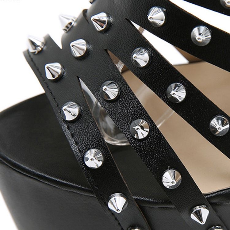 Mode Stilettklack Peep Toe Spänne Vanliga Sandaler