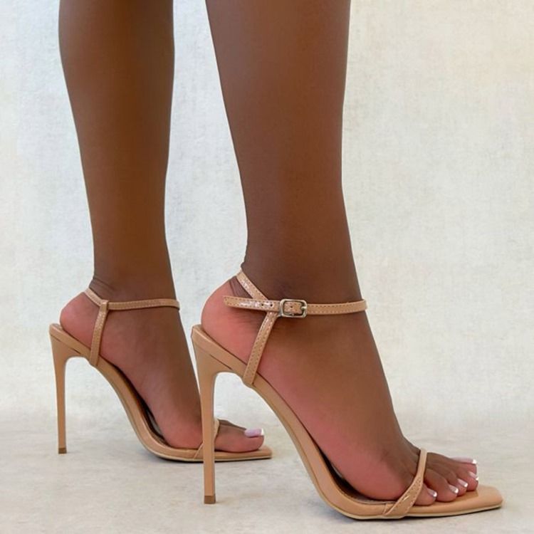 Öppen Tå Spänne Stiletto Heel Western Sandaler