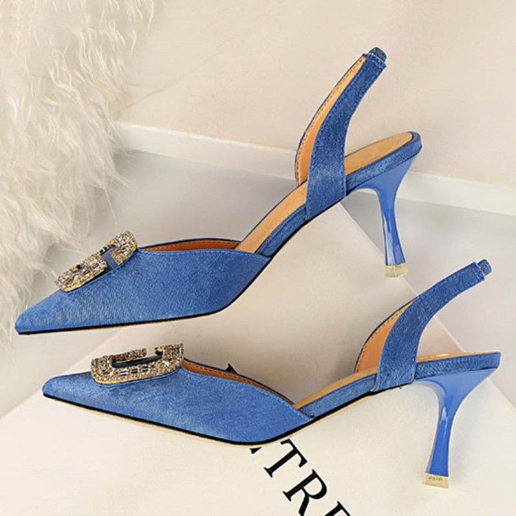 Paljett Med Spetsad Tå Slingback-Rem Slip-On Damsandaler