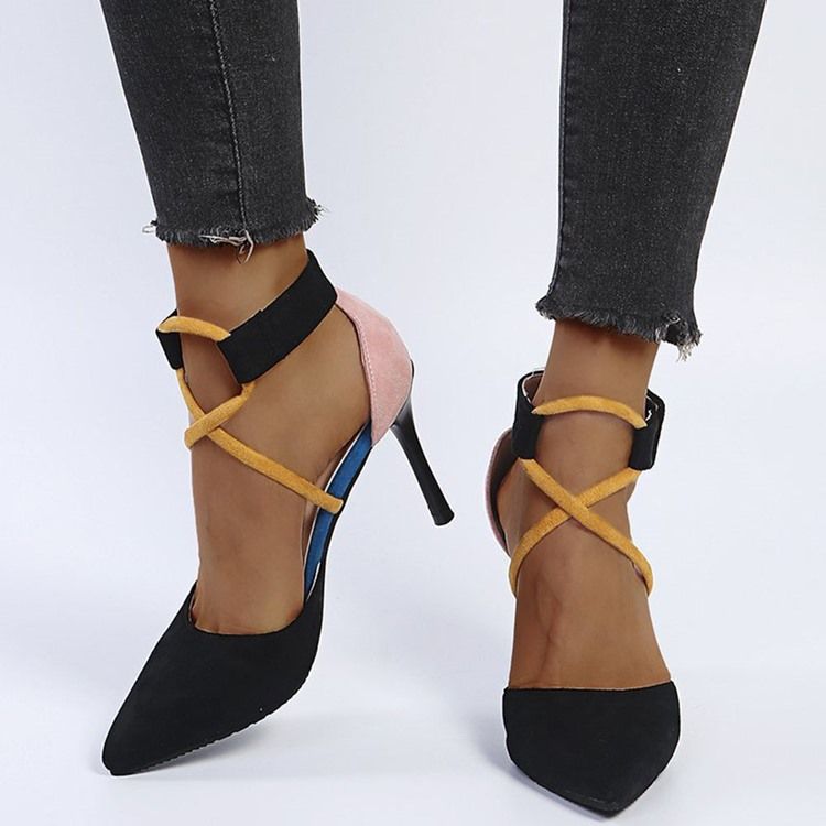 Patchwork-Sandaler Med Spetsad Tå