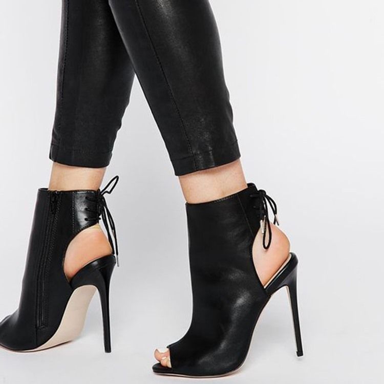 Peep Toe Cross Strap Heel Sandaler