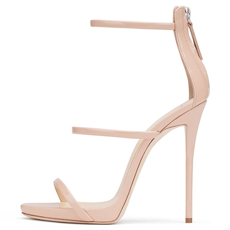 Peep Toe Dragkedja Bak Enkla Stilettsandaler