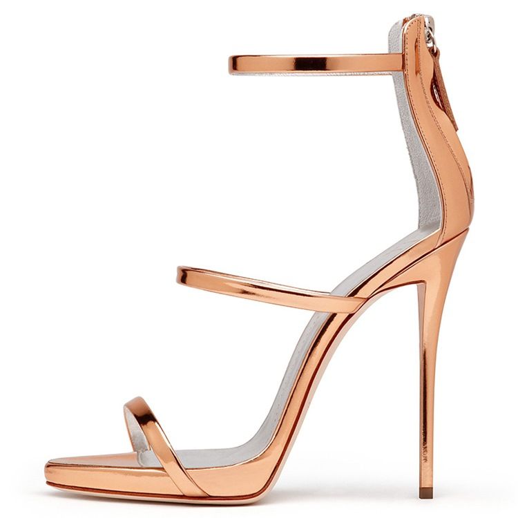 Peep Toe Dragkedja Bak Enkla Stilettsandaler