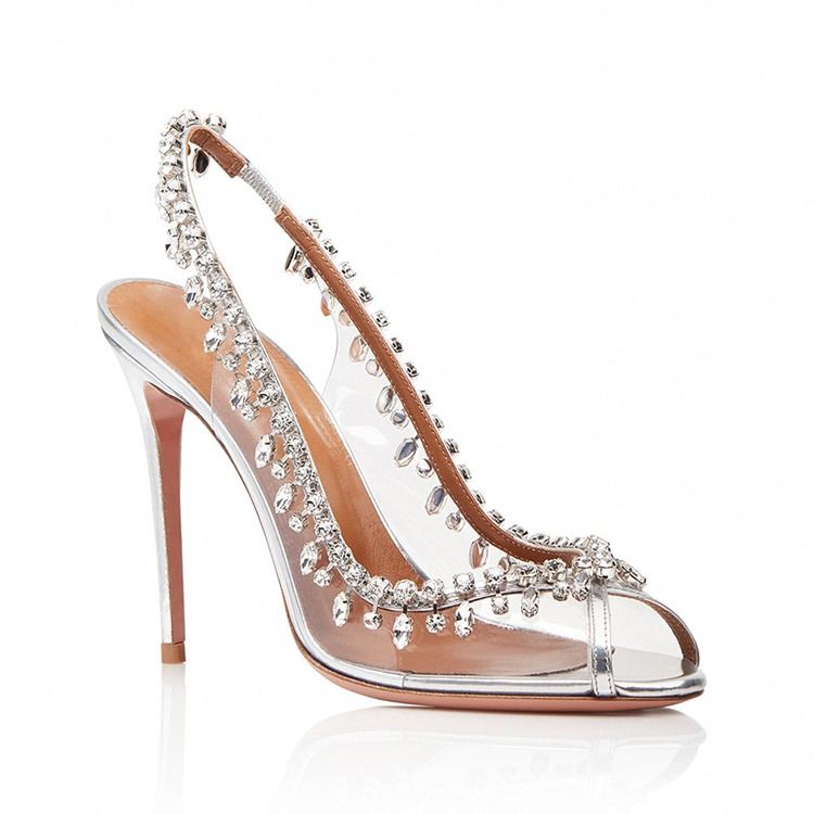 Peep Toe Slip-On Stiletto Heel Vanliga Sandaler