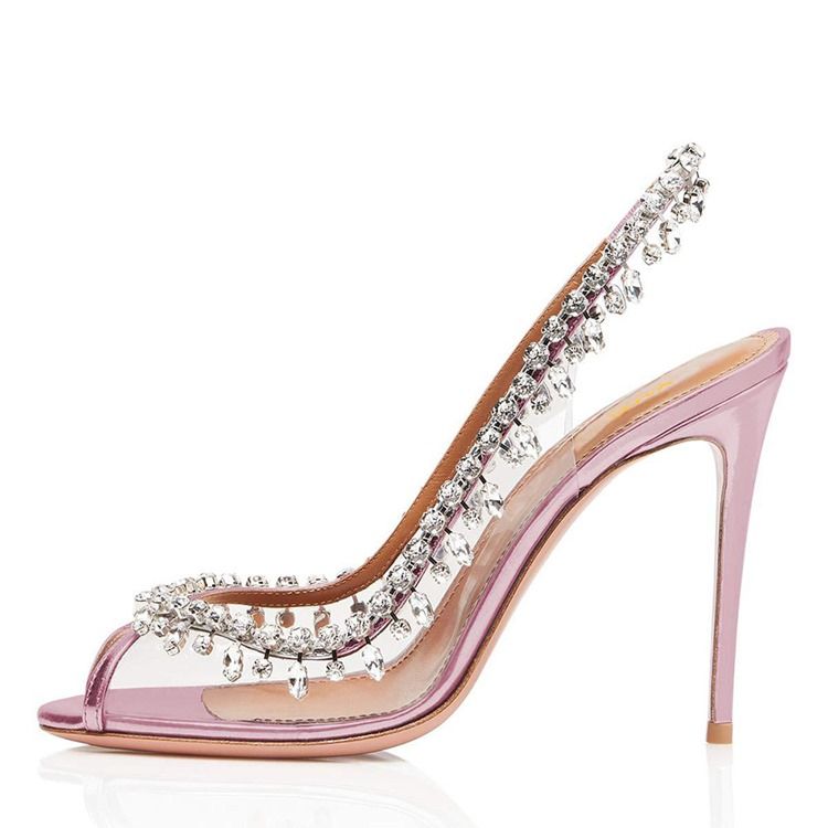 Peep Toe Slip-On Stiletto Heel Vanliga Sandaler