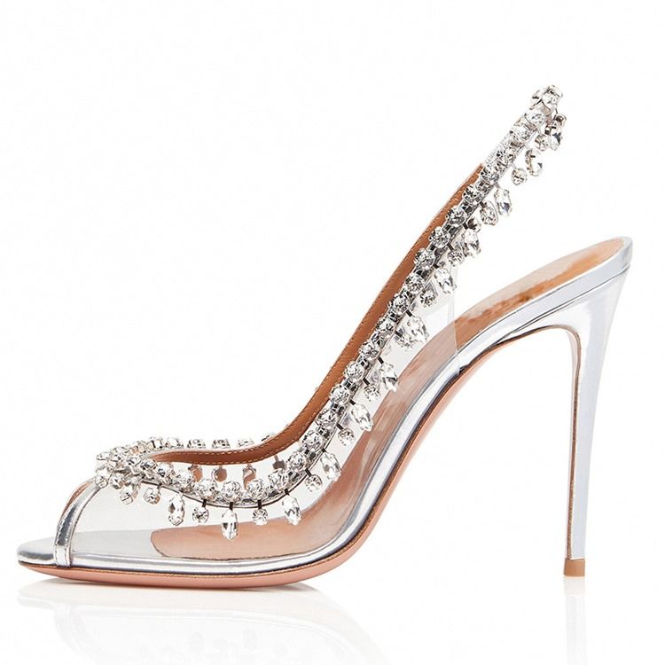 Peep Toe Slip-On Stiletto Heel Vanliga Sandaler