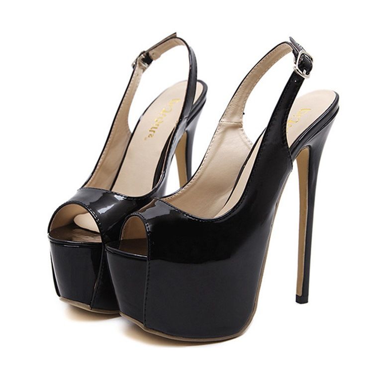 Pu Peep Toe Stiletto Heel Slingback Strap Damsandaler