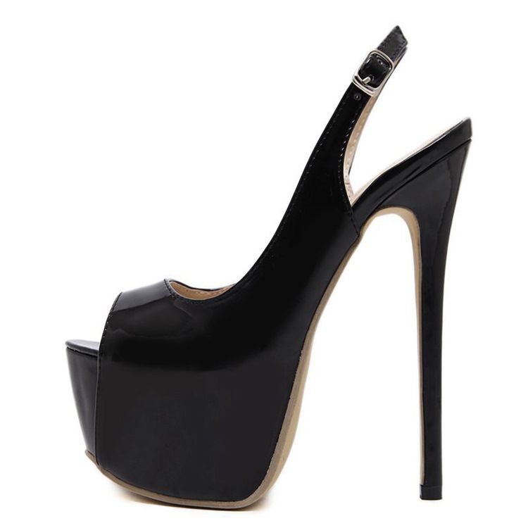 Pu Peep Toe Stiletto Heel Slingback Strap Damsandaler