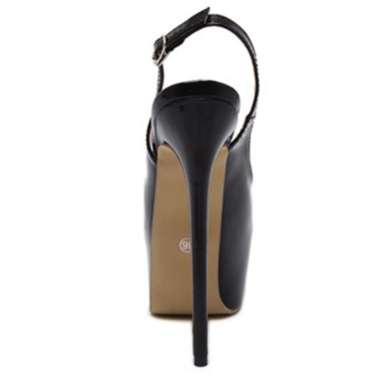 Pu Peep Toe Stiletto Heel Slingback Strap Damsandaler