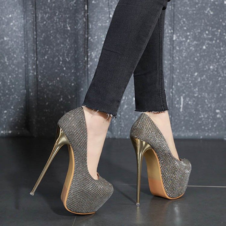 Rund Tå Slip-On Low-Cut Övre Stilettklack Sandaler