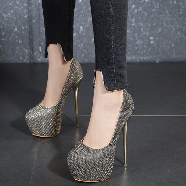 Rund Tå Slip-On Low-Cut Övre Stilettklack Sandaler