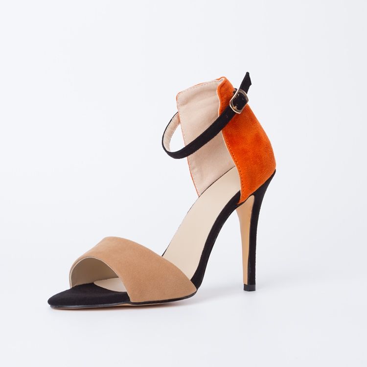 Sling Back Patchwork Orange Stilettsandaler