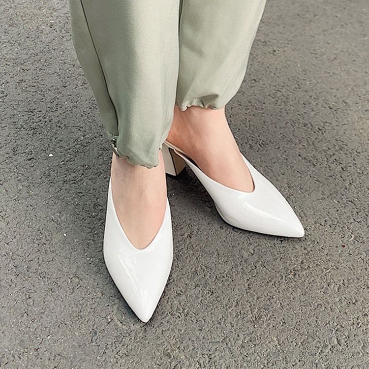 Slip-On Chunky Heel Closed Toe Casual Tofflor