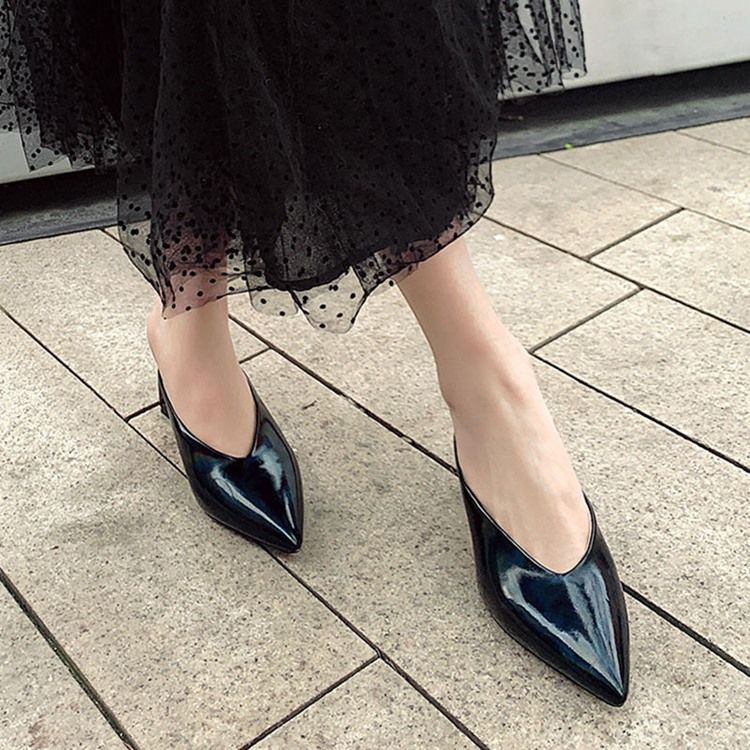 Slip-On Chunky Heel Closed Toe Casual Tofflor