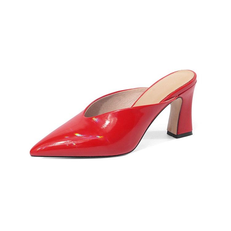 Slip-On Chunky Heel Closed Toe Casual Tofflor