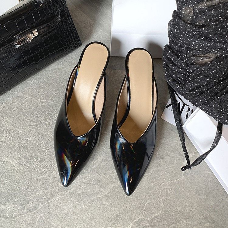 Slip-On Chunky Heel Closed Toe Casual Tofflor
