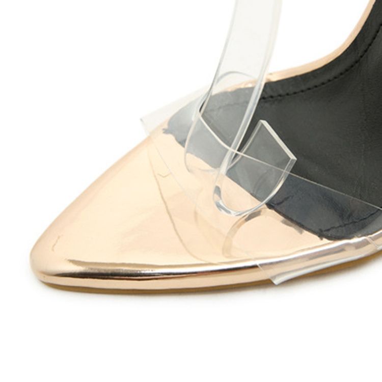 Slip-On Chunky Heel Spetsad Tå Color Block Damsandaler