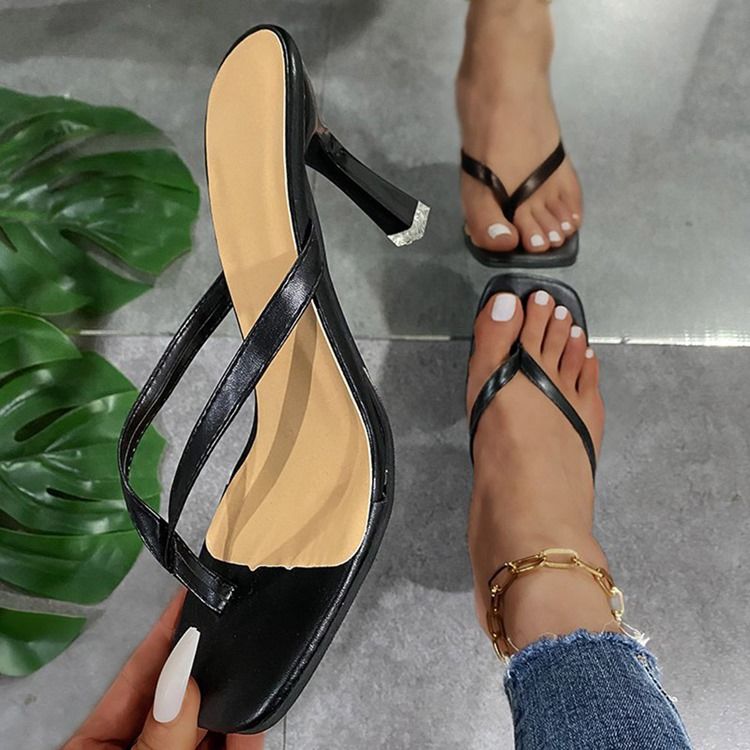 Slip-On Koreanska Damtofflor Med Stilettklack