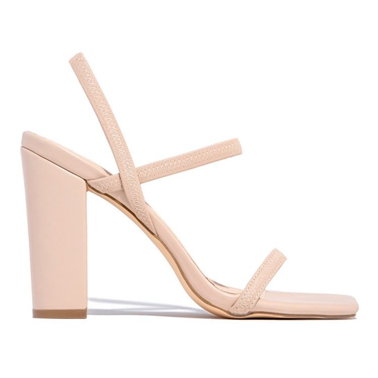 Slip-On Öppen Tå Chunky Häl Enkla Sandaler