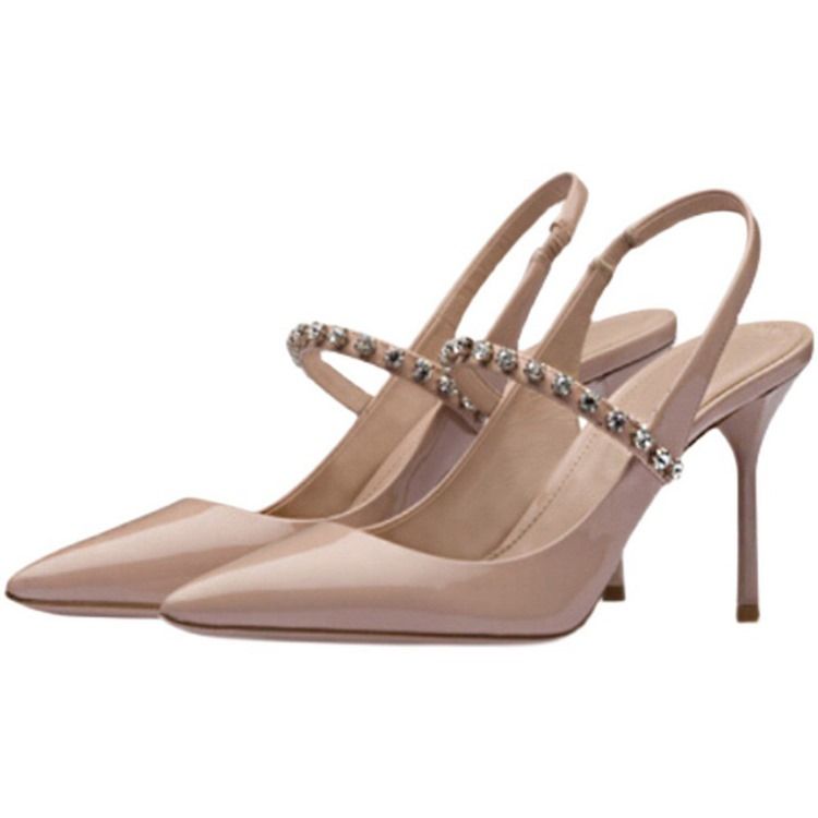 Slip-On Rhinestone Sandaler Med Spetsad Tå