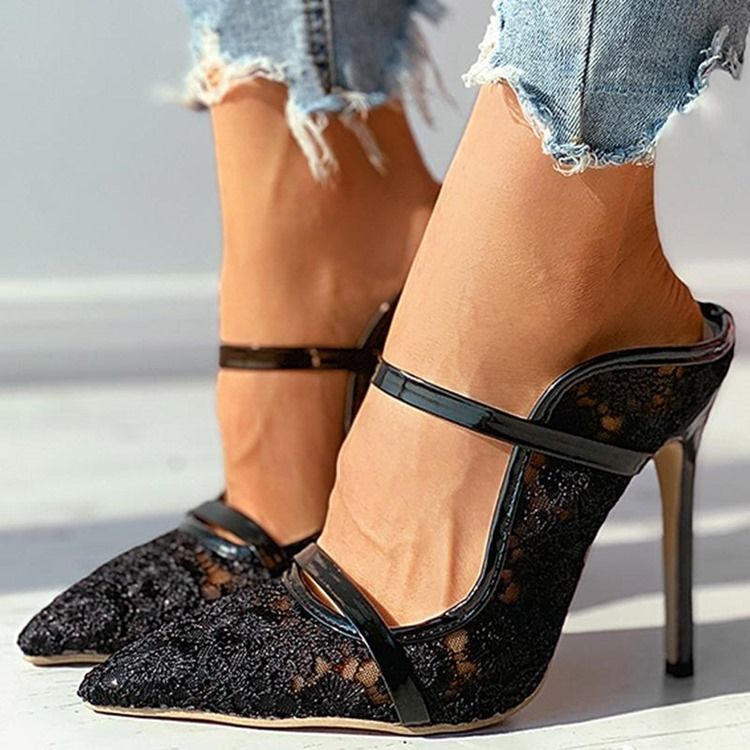Slip-On Stilettklack Spets Högklackat (5-8Cm) Tunna Skor