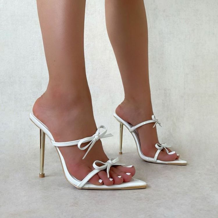 Slip-On Stiletto Heel Bow Gummi Damtofflor