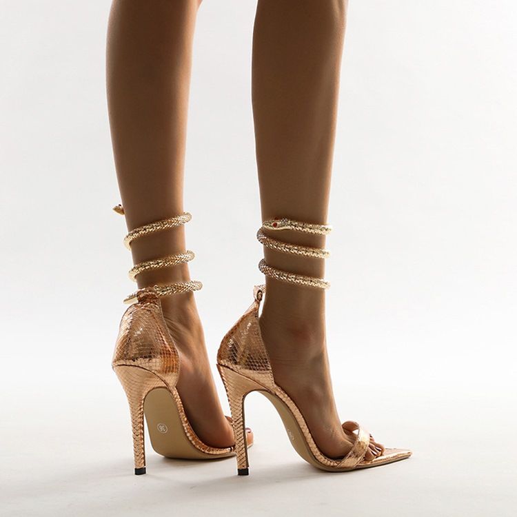 Spänne Stiletto Heel Toe Ring Vanliga Sandaler