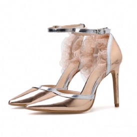 Spetsad Tå Line-Style Spänne Stiletto Heel Color Block Damsandaler