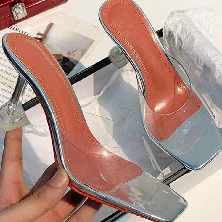 Spool Heel Slip-On Toe Ring Vanliga Damtofflor