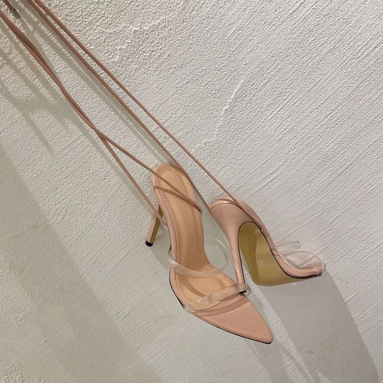 Stilettklack Med Öppen Tå Snörning Västerländska Professionella Sandaler För Kvinnor