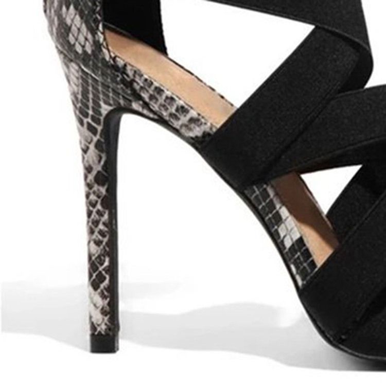 Stilettklack Peep Toe Zipper Patchwork Sandaler