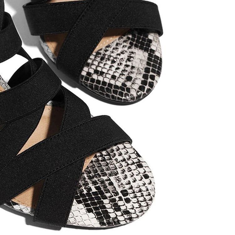 Stilettklack Peep Toe Zipper Patchwork Sandaler