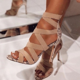 Stilettklack Peep Toe Zipper Patchwork Sandaler