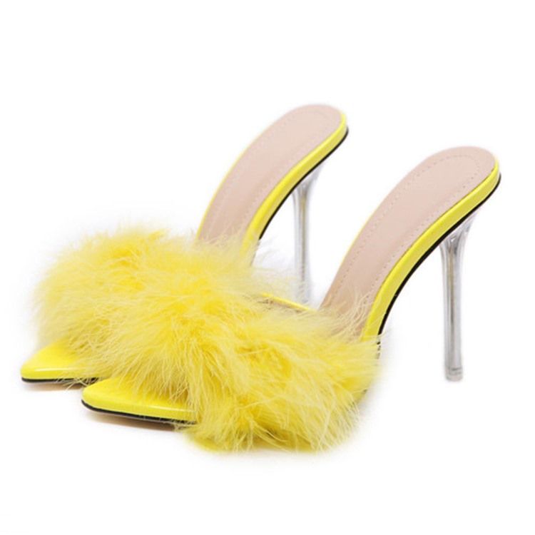 Stilettklack Pompon Slip-On Spring Tofflor