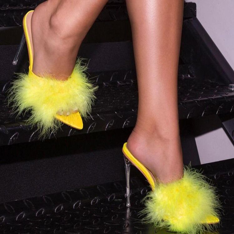 Stilettklack Pompon Slip-On Spring Tofflor