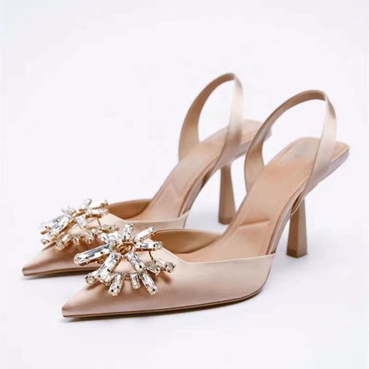 Stilettklack Slingback Strap Slip-On Rhinestone Sandaler