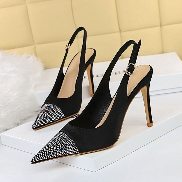 Stilettklack Slip-On Spetsig Tå Rhinestone Damsandaler