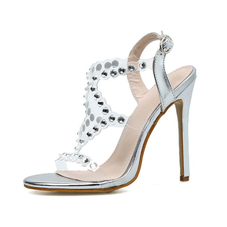 Stiletto Hälspänne Rund Tå Enfärgade Sandaler