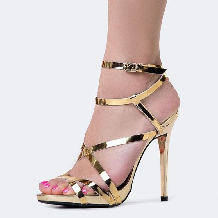 Strappy Stilettsandaler Med Öppen Tå