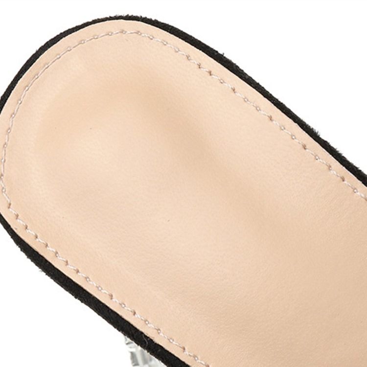 T-Formad Spänne Rund Tå Chunky Häl Strass Sandaler