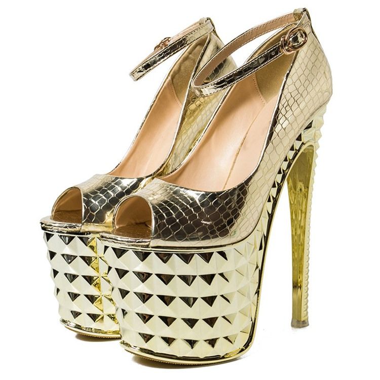 Tråd Line-Style Spänne Vanliga Stiletto Sandaler