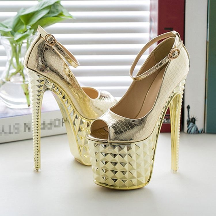 Tråd Line-Style Spänne Vanliga Stiletto Sandaler