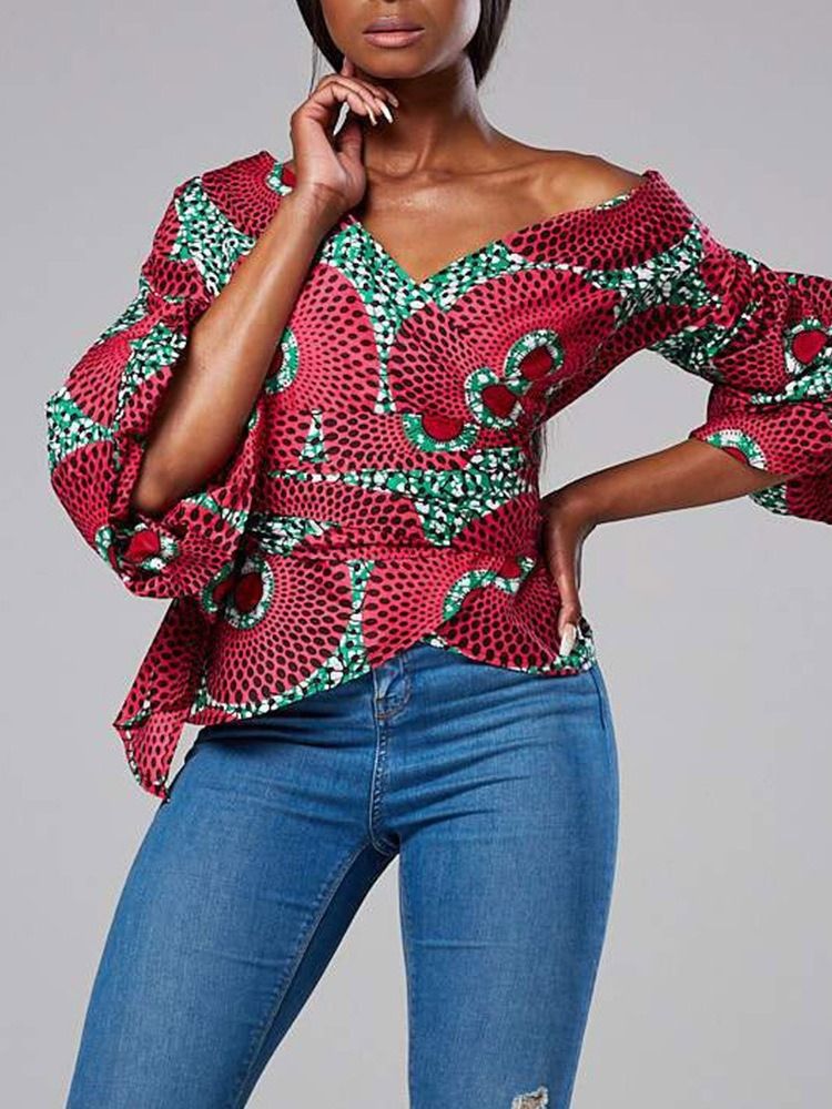 Asymmetrisk Standard Blus Med Trekvartsärm
