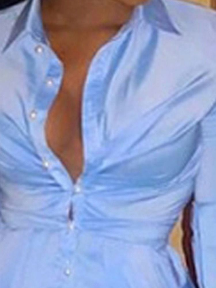 Button Lapel Lyktärm Blus