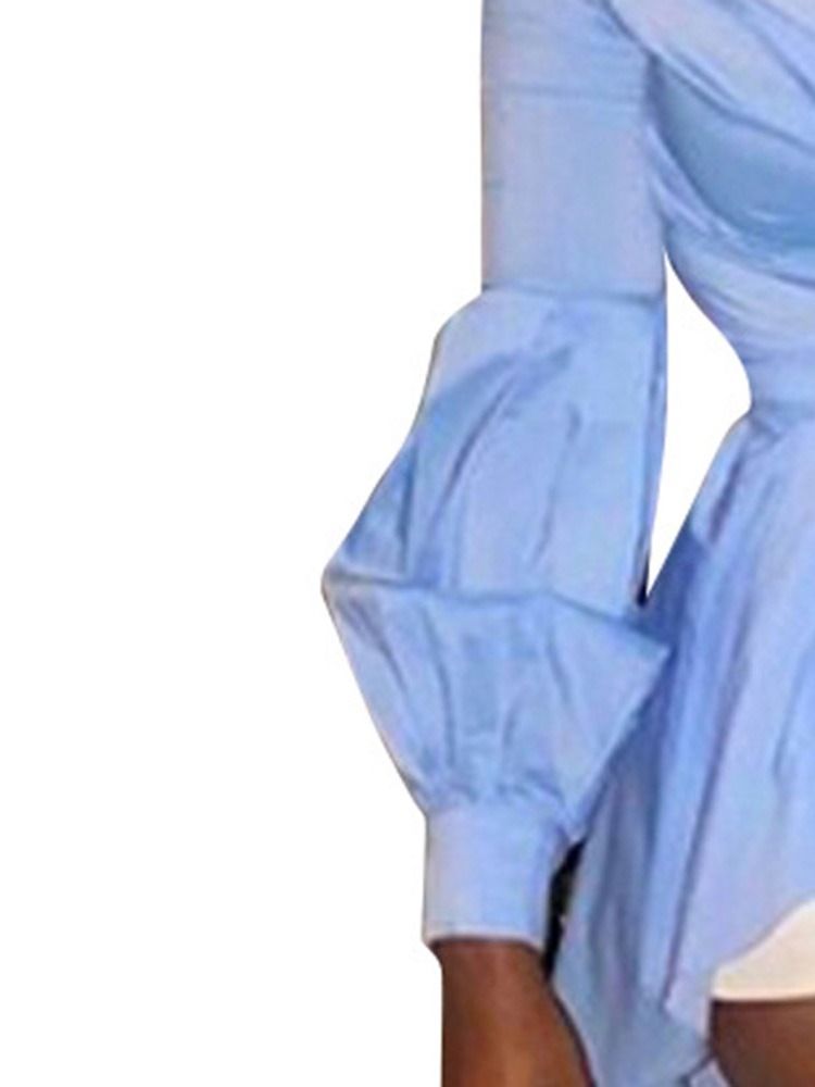 Button Lapel Lyktärm Blus