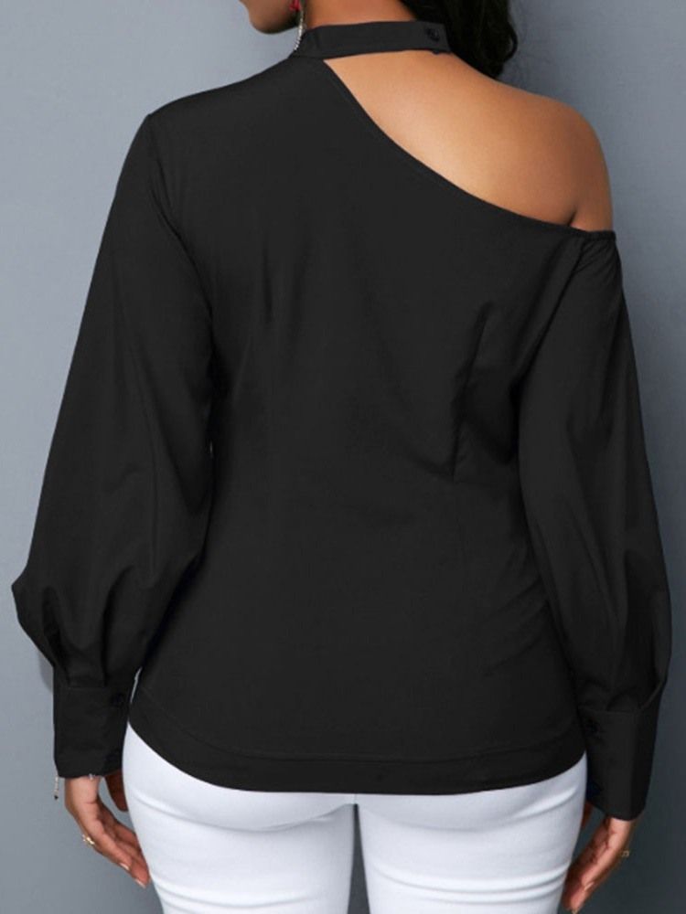 Enkel Lantern Sleeve Långärmad Slim Blus