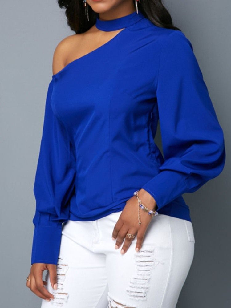 Enkel Lantern Sleeve Långärmad Slim Blus