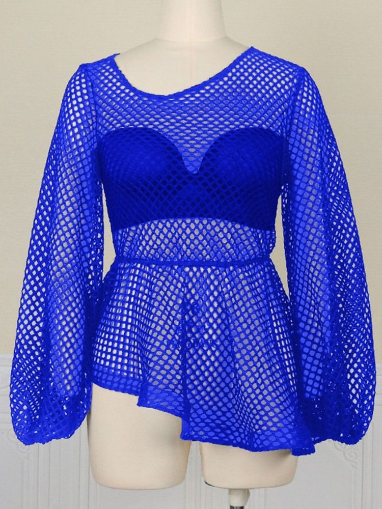Hollow Regular Plain Medellång Långärmad Blus