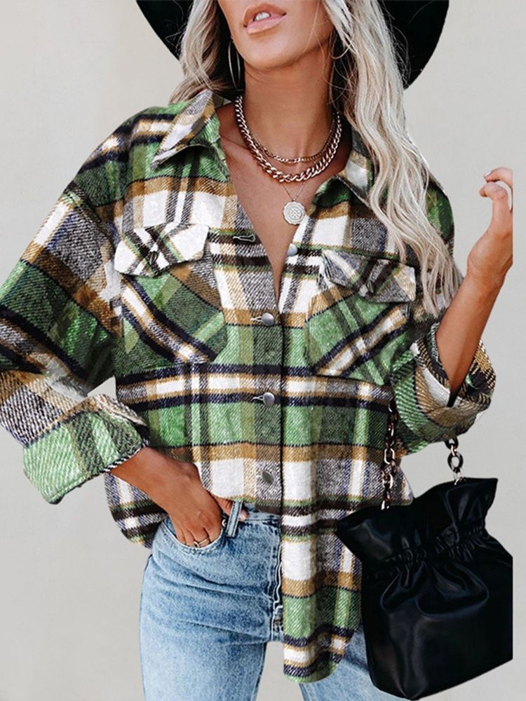 Lapel Regular Print Långärmad Mellanlång Höstblus